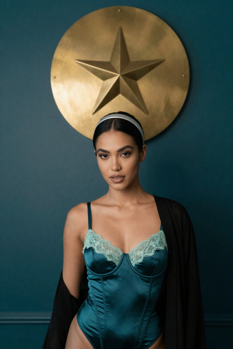 Portrait of the Northstar Card muse, 28, beneath the star dial in the north star room
